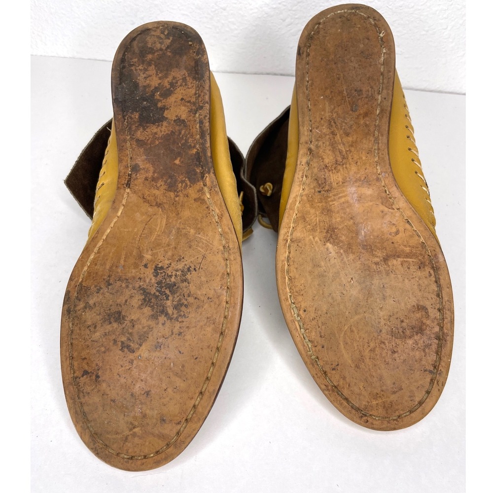 Womens Moccasins Beaded Hand Laced Suede Size 7.5 Brown - Picture 5 of 8